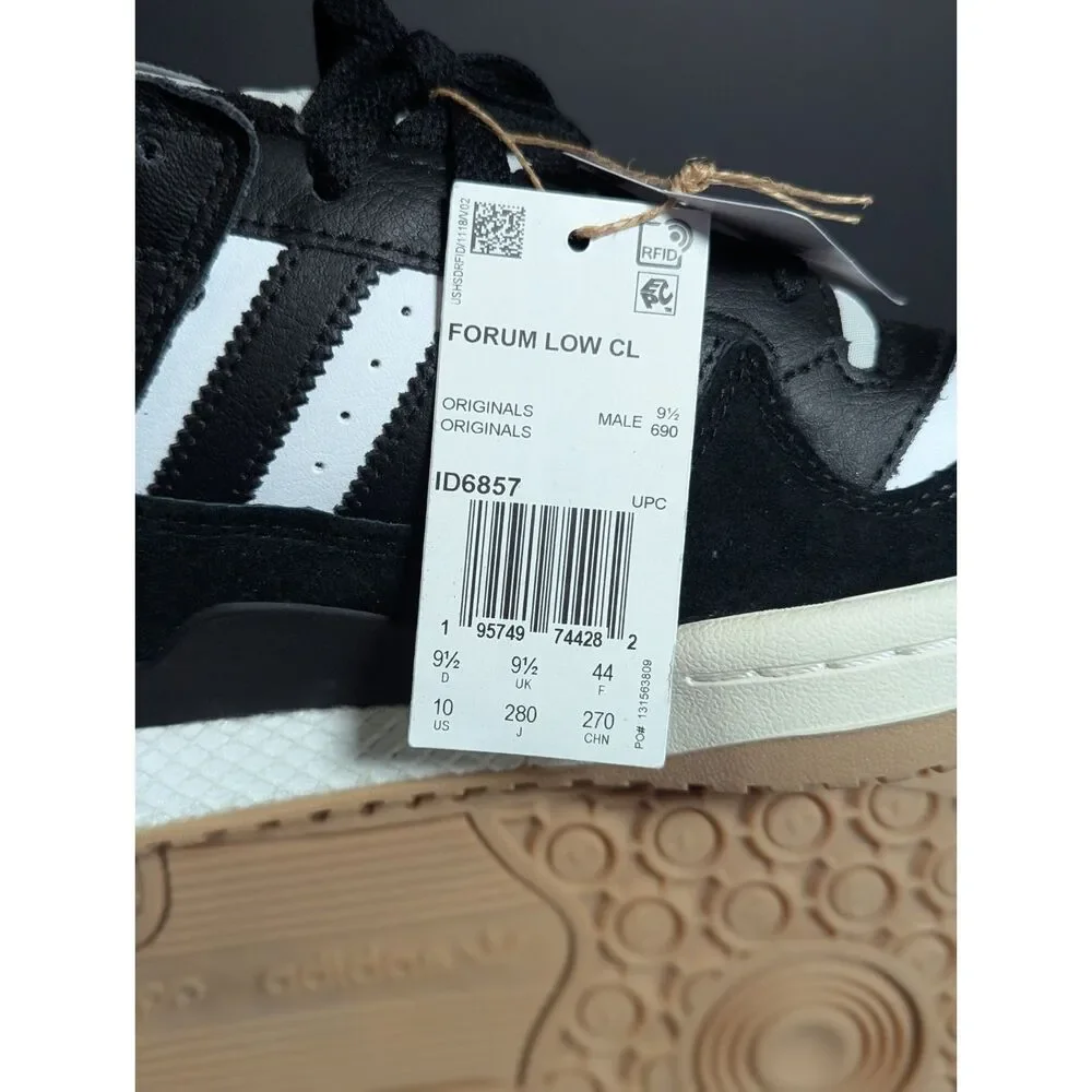 Adidas Forum Low Classic Mens Size 10 Core Black White Gum Sole NWOB ID6857